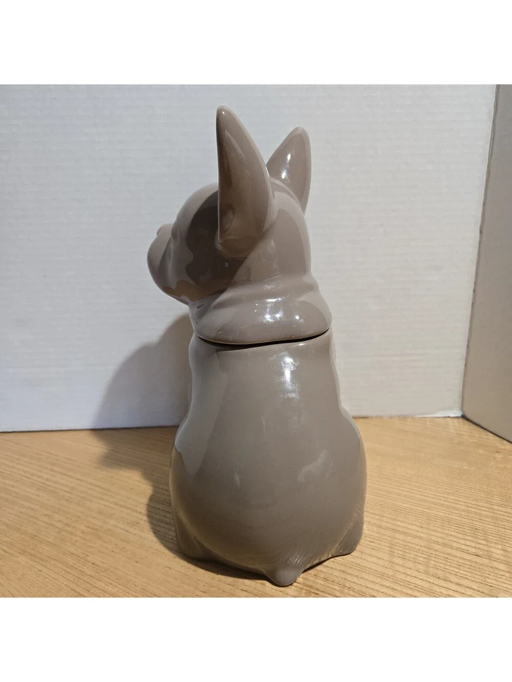 French Bulldog Cookie Jar Stoneware Frenchie Dog Treats Canister 10.5x5.25x6
